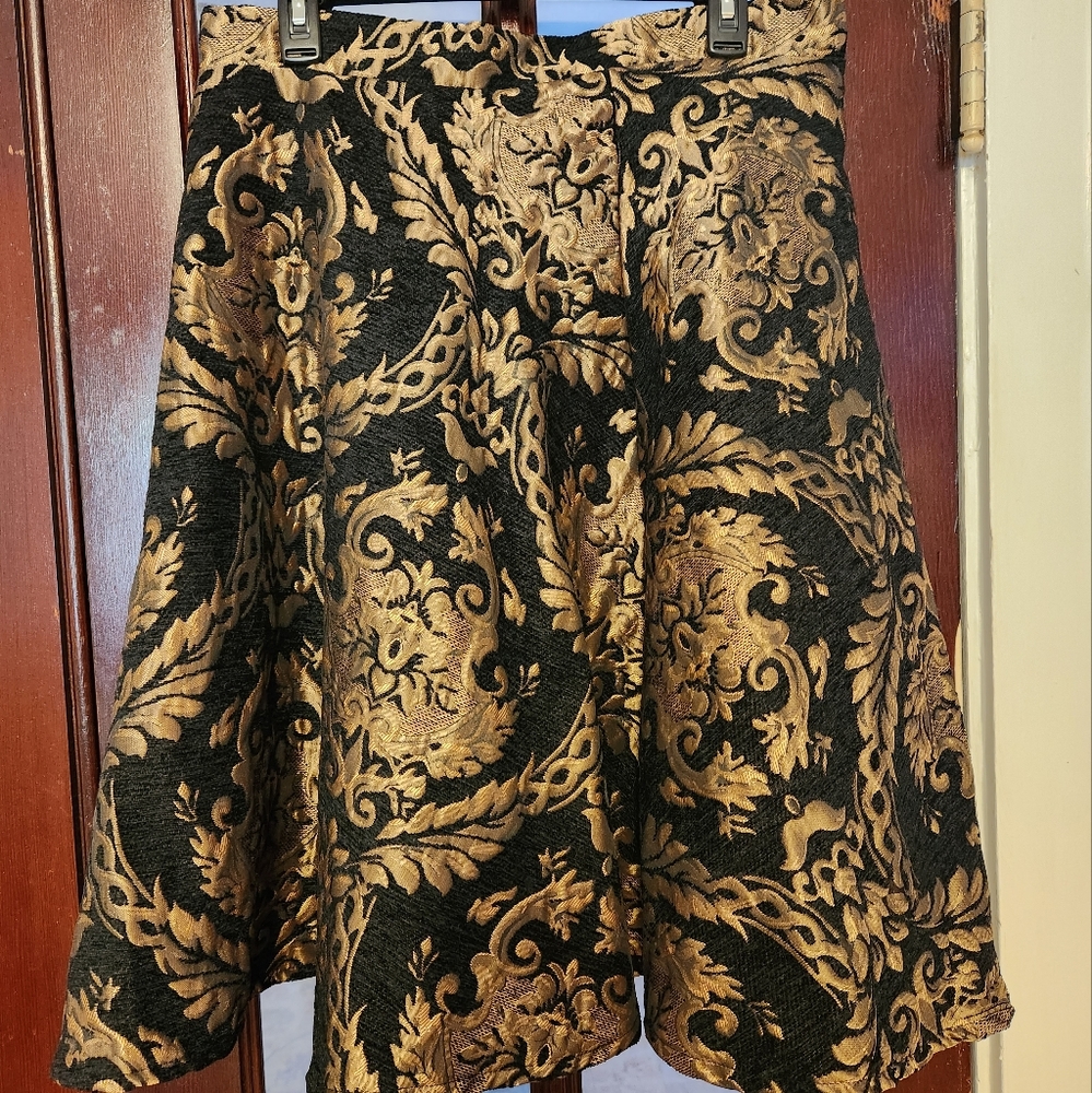 Black and Gold A-line Skirt